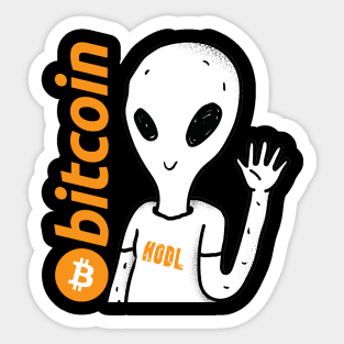 Bitcoin Logo Hodl Alien Sticker